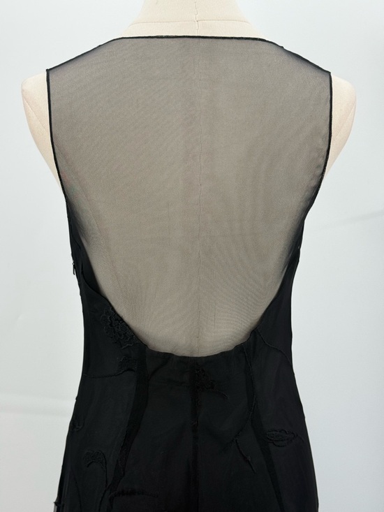 VTG Lauren Ralph Lauren Sophisticated Black Sheer Floral Maxi Evening Dress SZ 4 - Picture 13 of 17